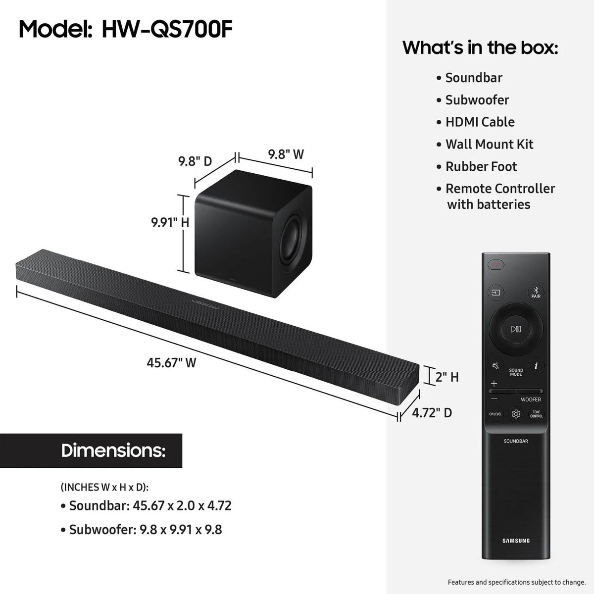 Samsung Q Series Surround Soundbar With Wireless Dolby Atmos Subwoofer