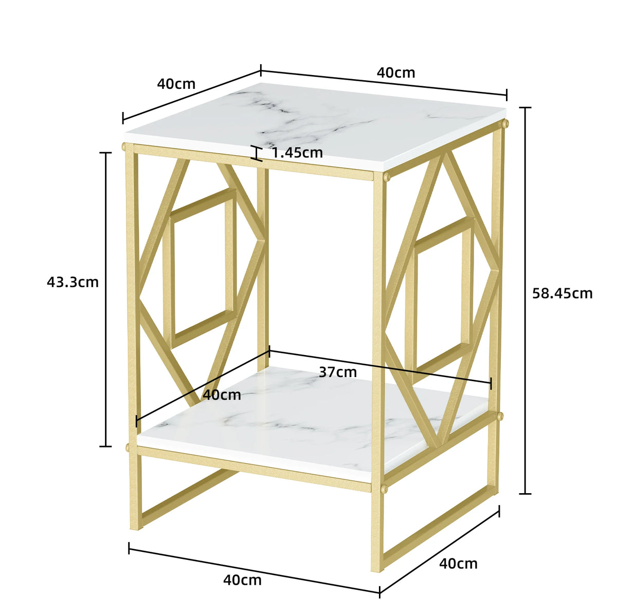 Wisfor Modern Marble Side Table With Elegant Gold Metal Frame