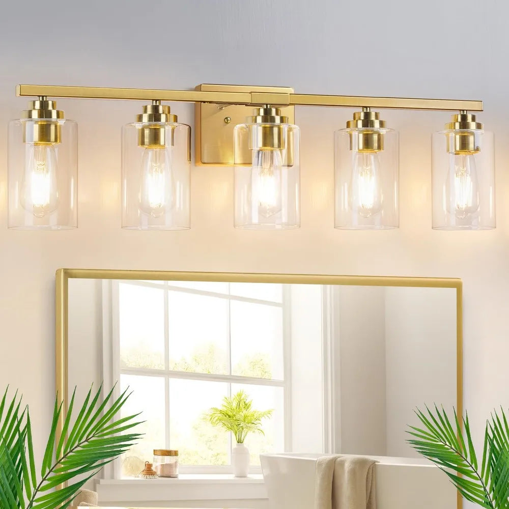 Five Light Bathroom Vanity Light Fixture Wall Mount Over Mirror