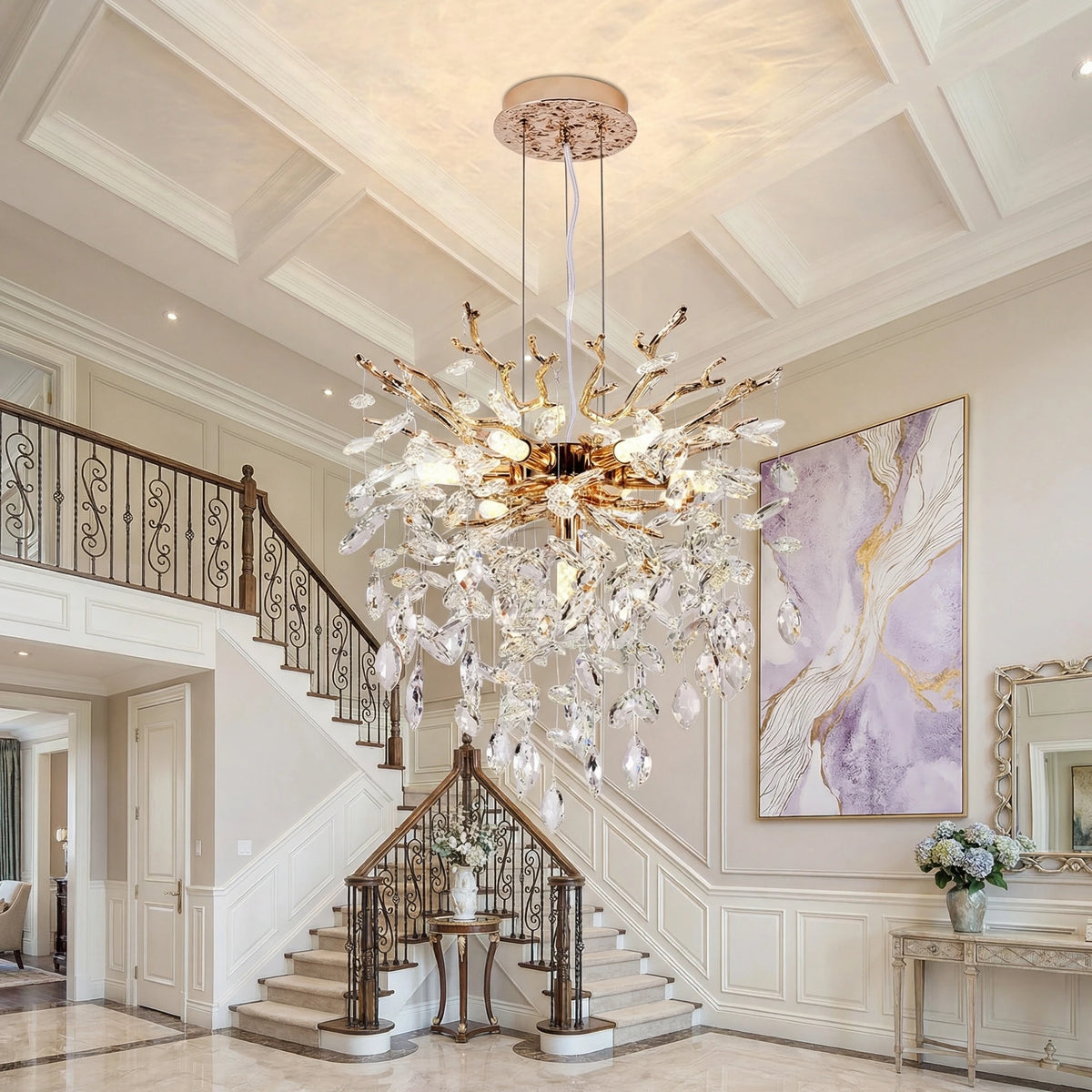 ARLGSITE Crystal Tree Chandelier Modern Luxury Seven Light Fixture