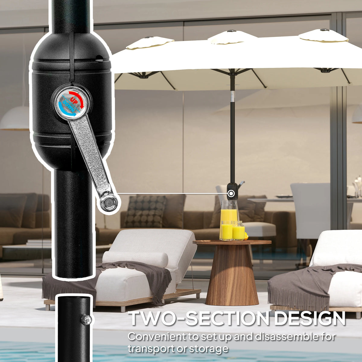 Outsunny Double Sided Patio Umbrella With Tilt And Crank