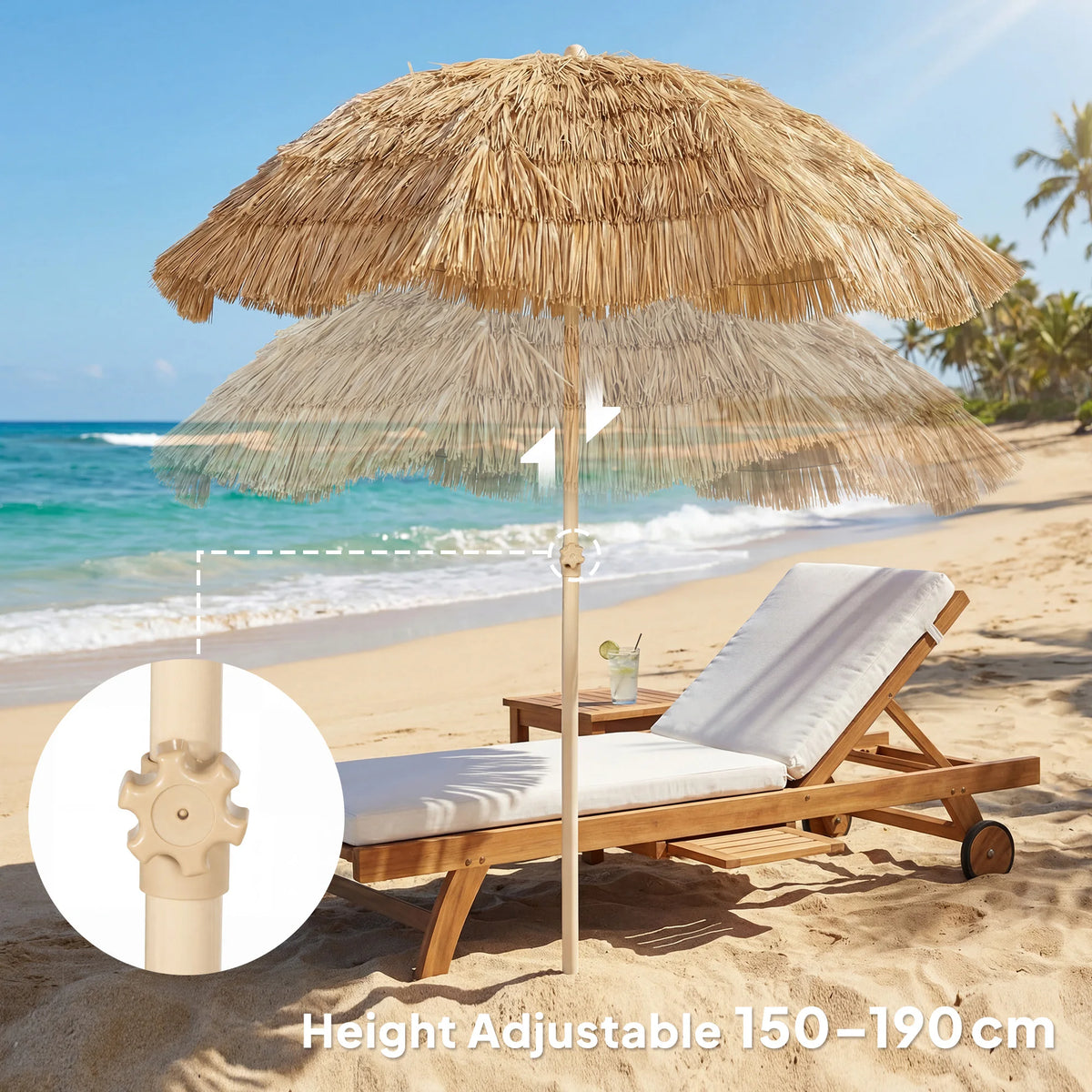 Outsunny Hawaiian Style Tiki Patio Umbrella With Carry Bag