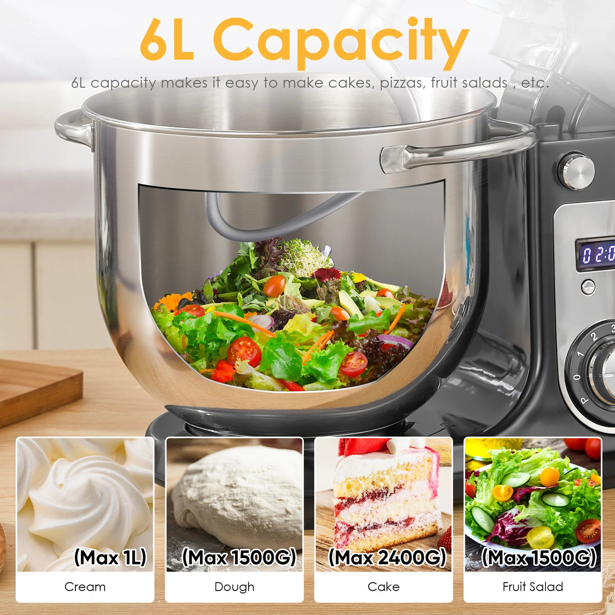 BioloMix Stand Mixer Blender With Whisk And Dough Kneading Attachments