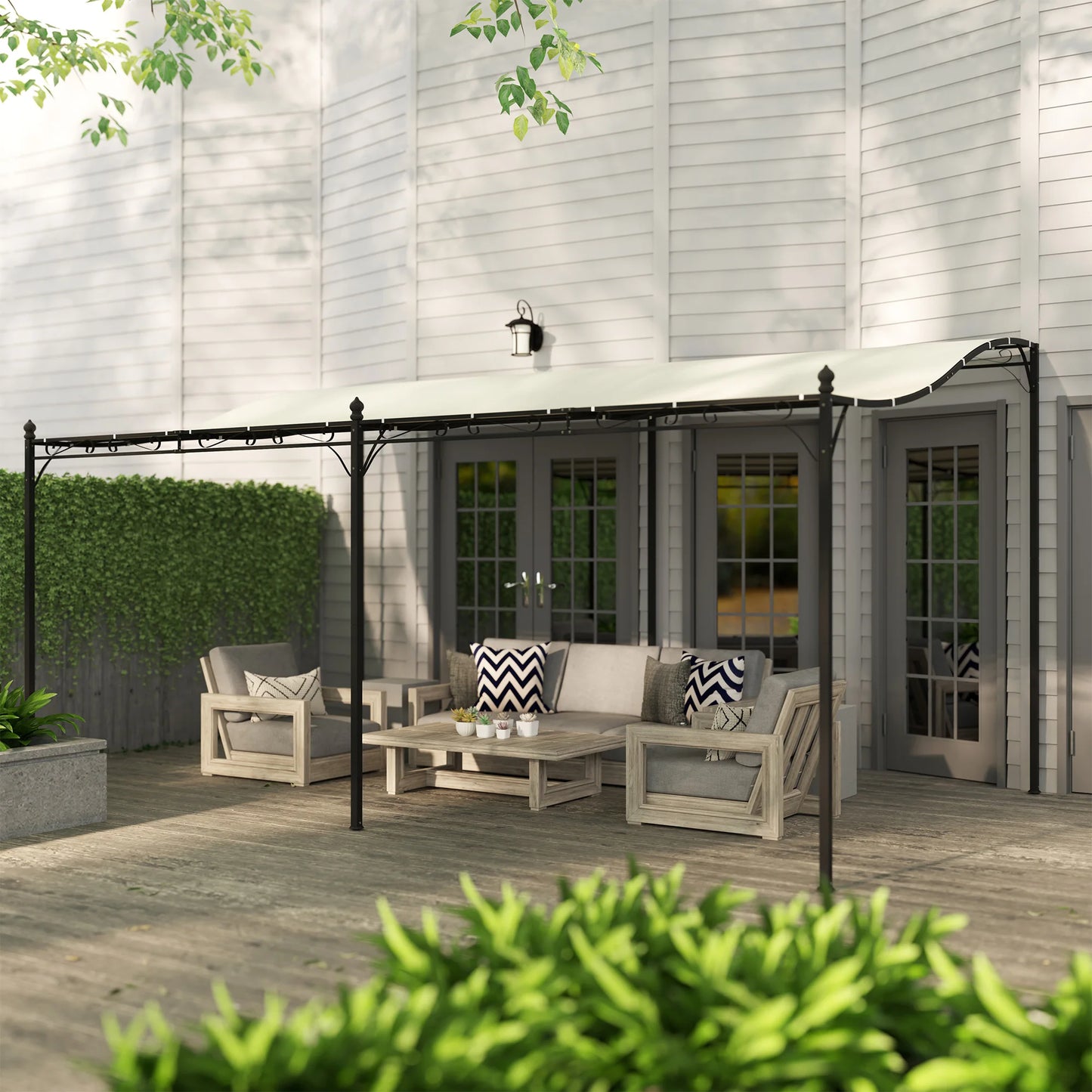 Outdoor Metal Pergola Canopy Patio Gazebo Polyester Shade Cover