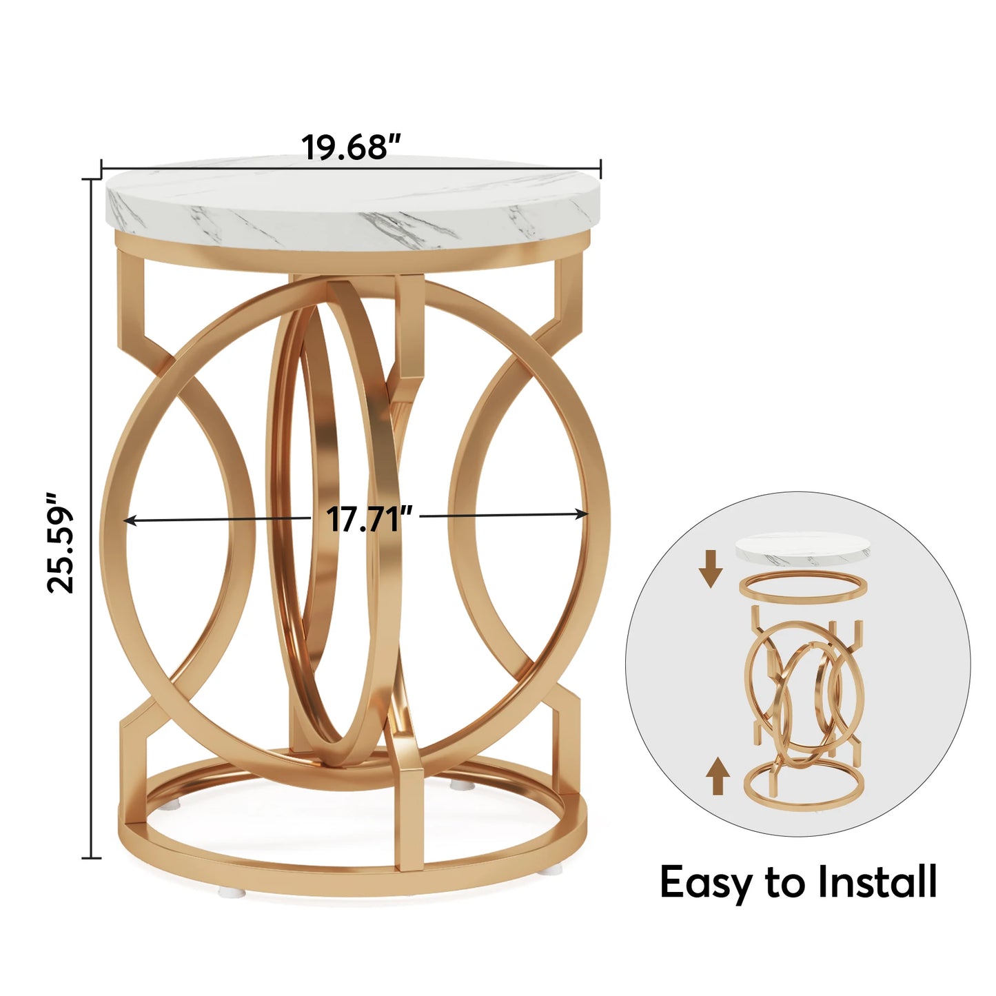 Tribesigns Modern Round End Table Thick Wood Top Crafted Base