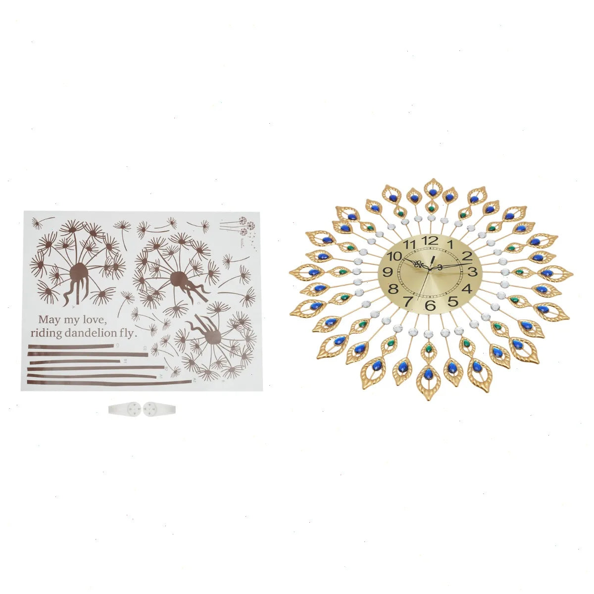 Peacock Feather Wall Clock With Silent Quartz Movement