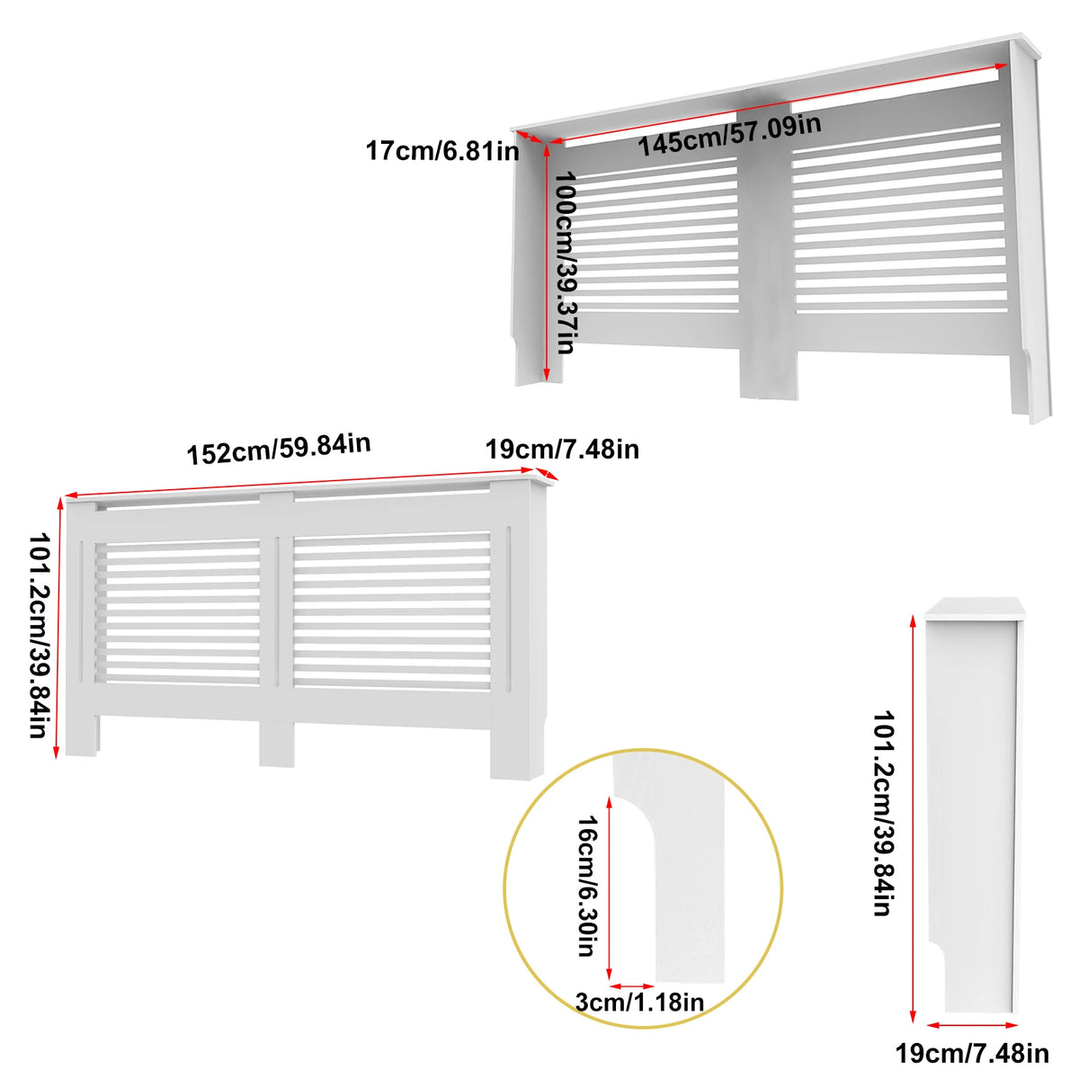 Modern MDF Radiator Cover Cabinet With Durable Shelf Grill