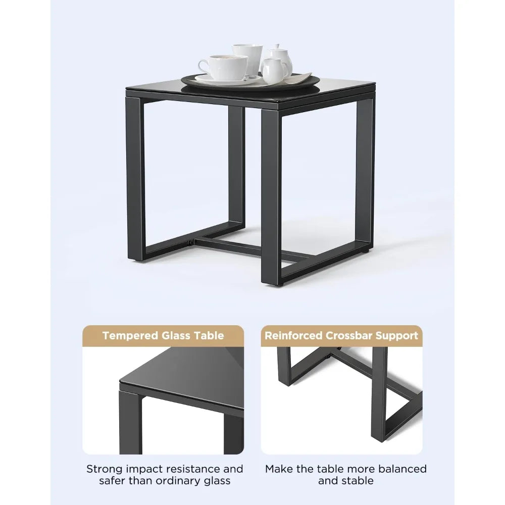 3 Piece Outdoor Rattan Rocking Bistro Set With Coffee Table