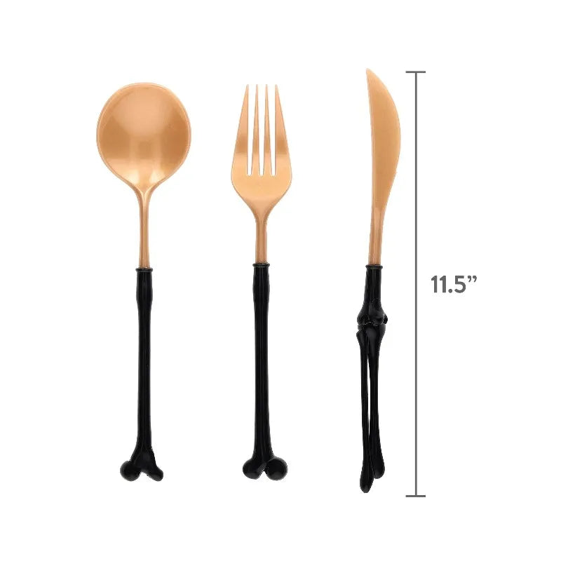 Halloween Bone Handle Disposable Plastic Cutlery Set for Parties