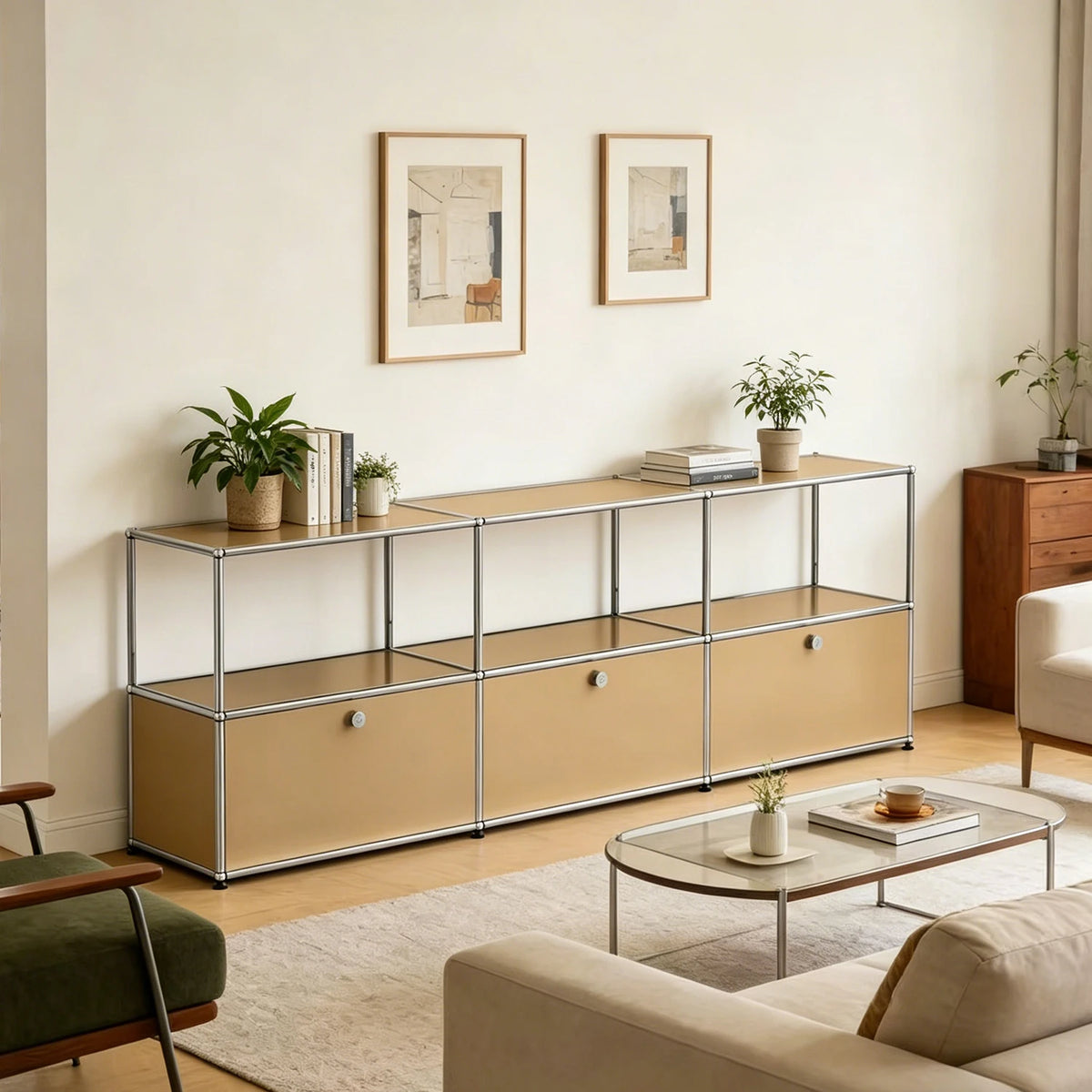 Modern Metal Storage Cabinet Sideboard Credenza For Living Room