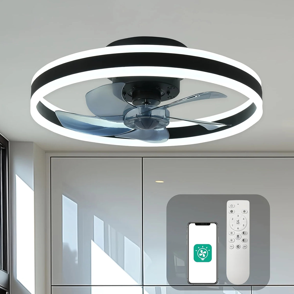 Orison Modern Flush Mount Ceiling Fan With Remote Control