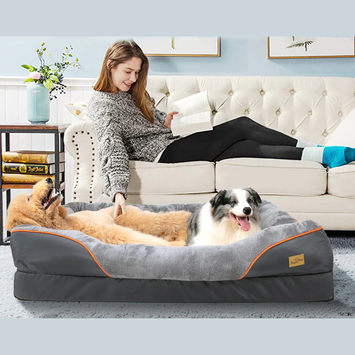 BINGOPAW Warm Fleece Dog Bed With Removable Washable Cover