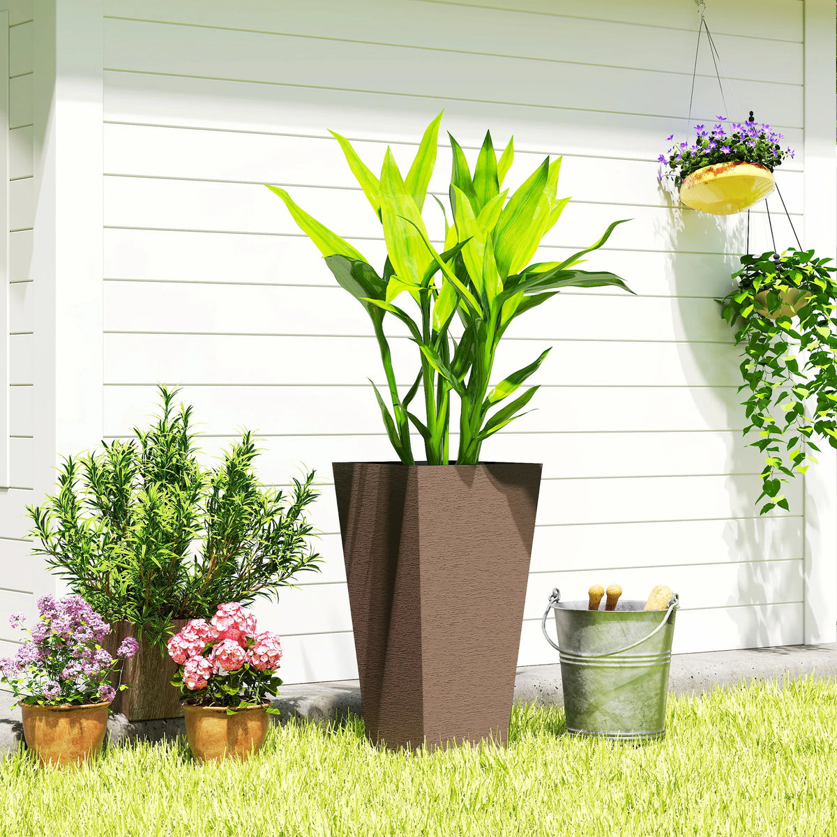 Outsunny Tapered Outdoor Planters Set For Welcoming Entryways