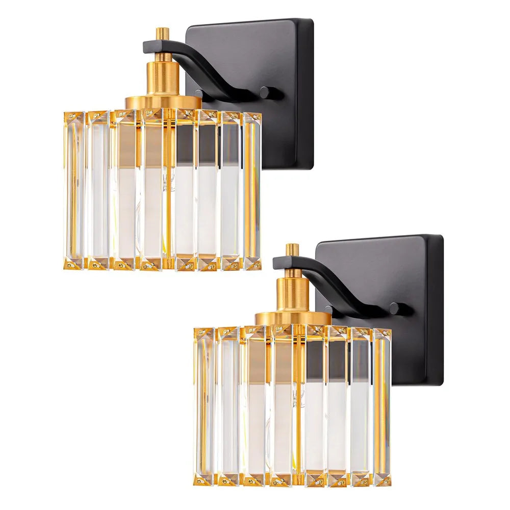 Modern Crystal Wall Sconces Set Of 2 Bathroom Vanity Light