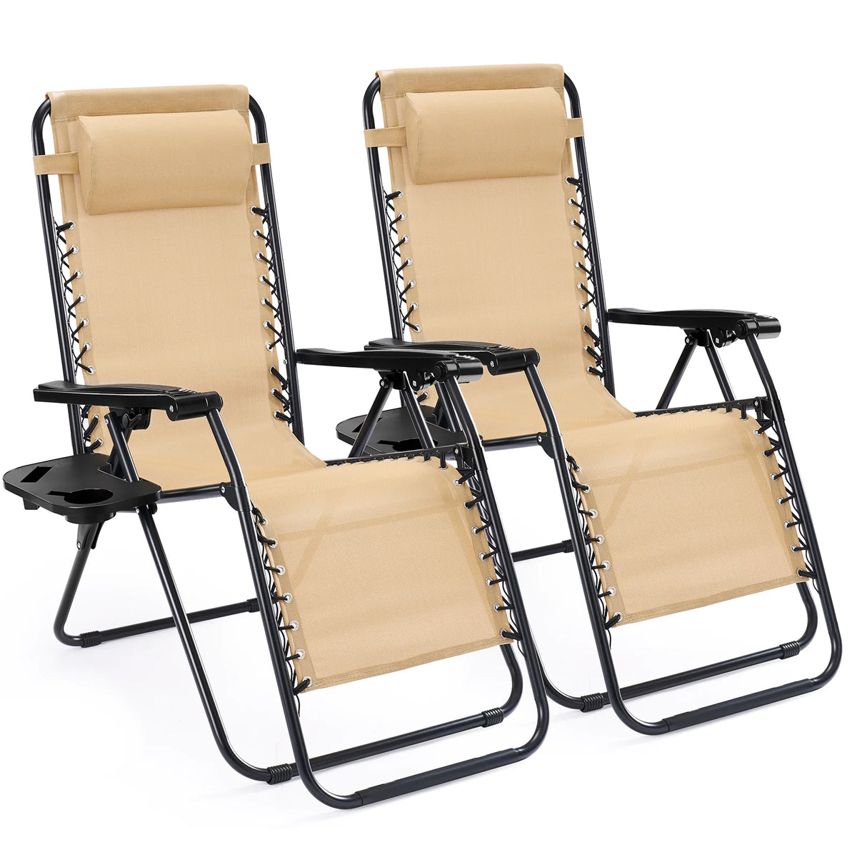 JHK Zero Gravity Outdoor Folding Recliner Chairs With Cup Holder