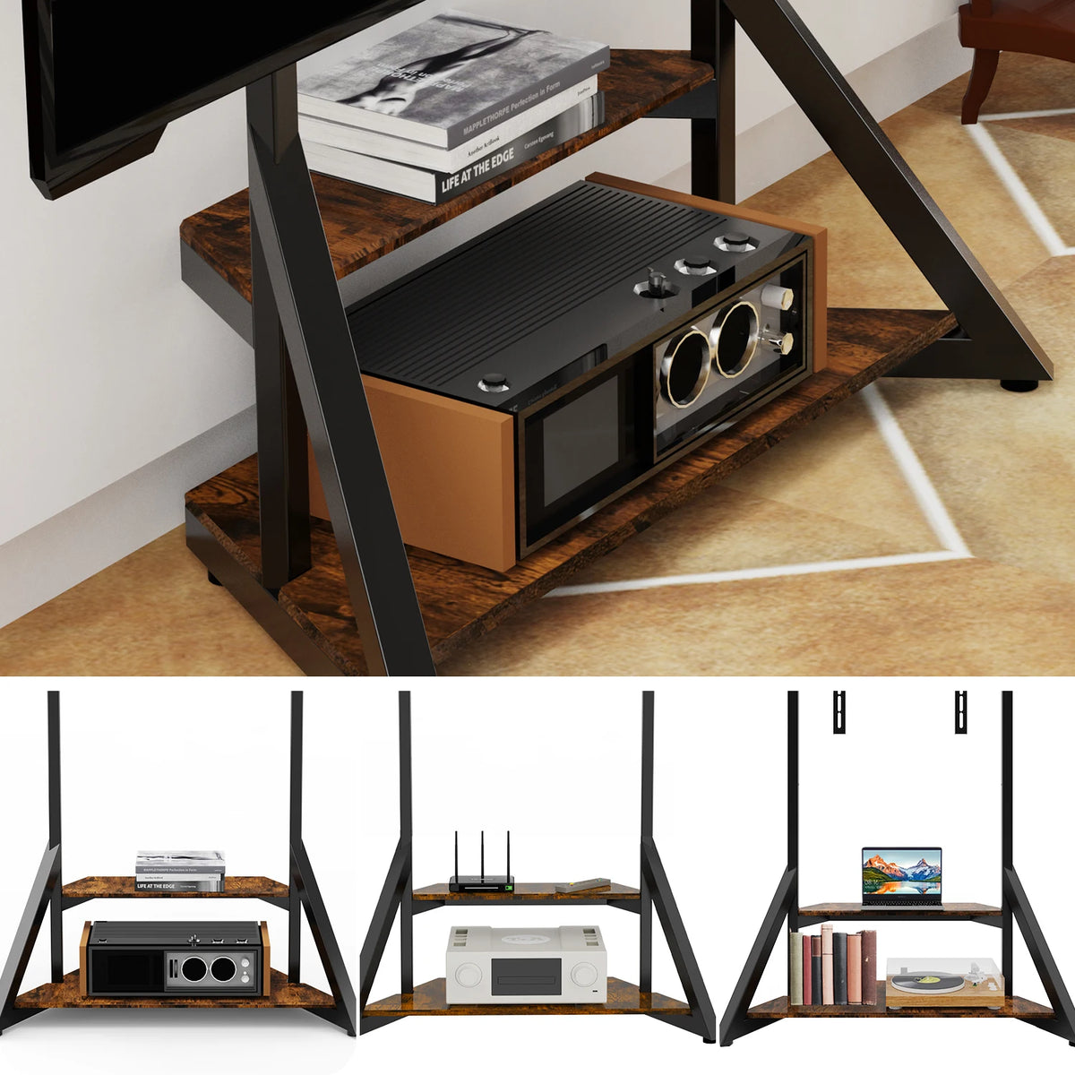 Unho Adjustable Height Rolling TV Floor Stand Mount Bracket