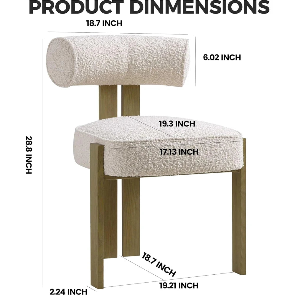 HiMISS Modern Boucle Dining Chairs With Ergonomic Curved Back