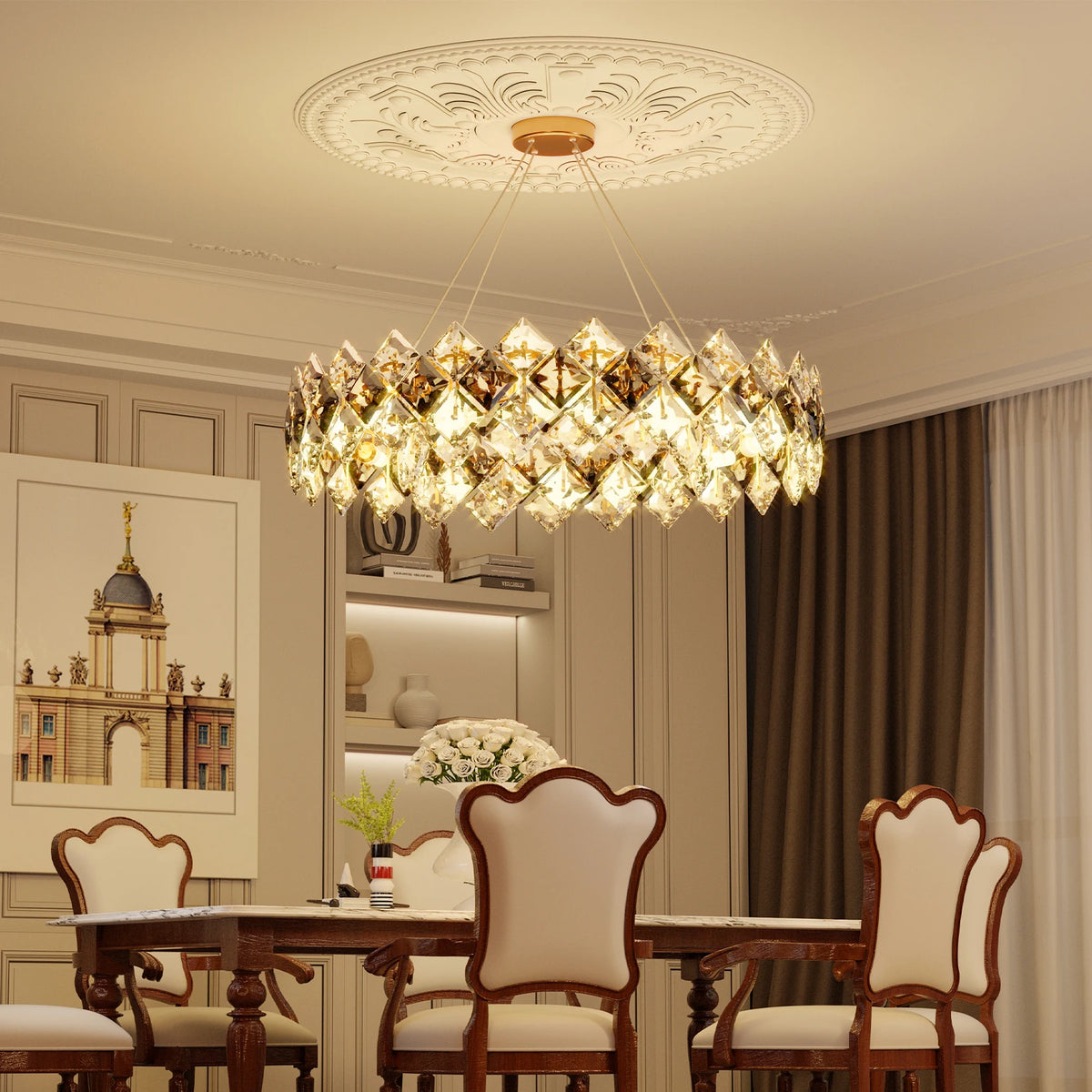 Luxury Crystal Chandelier Pendant Ceiling Light With Bulbs Included