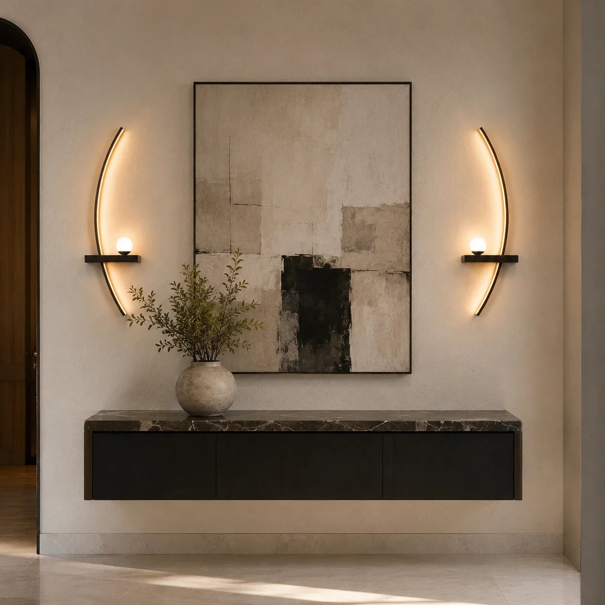 Suckoo Modern Curved LED Wall Sconce With Aluminum Globe