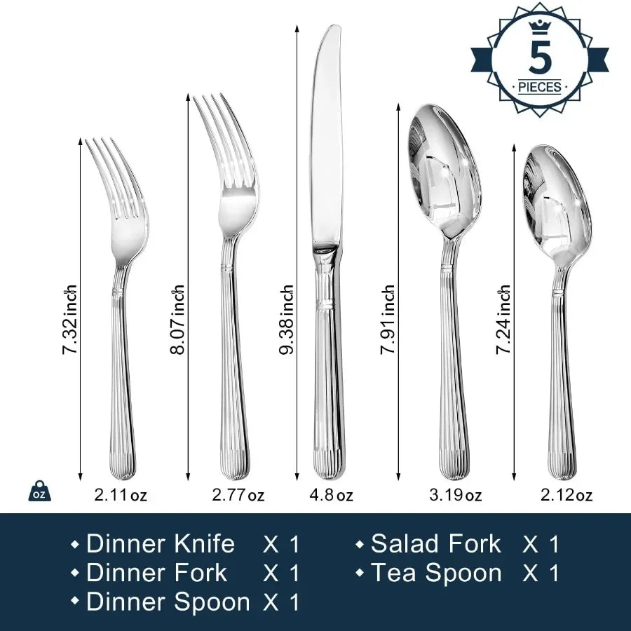Elegant Stainless Steel Flatware Set With Durable Dishwasher Safe Cutlery