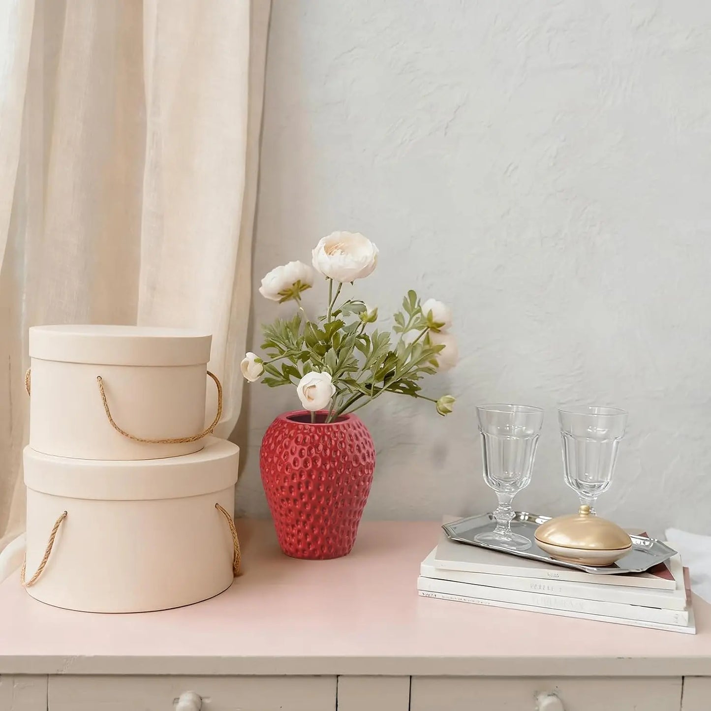 Strawberry Ceramic Planter Vase For Home And Office Decor