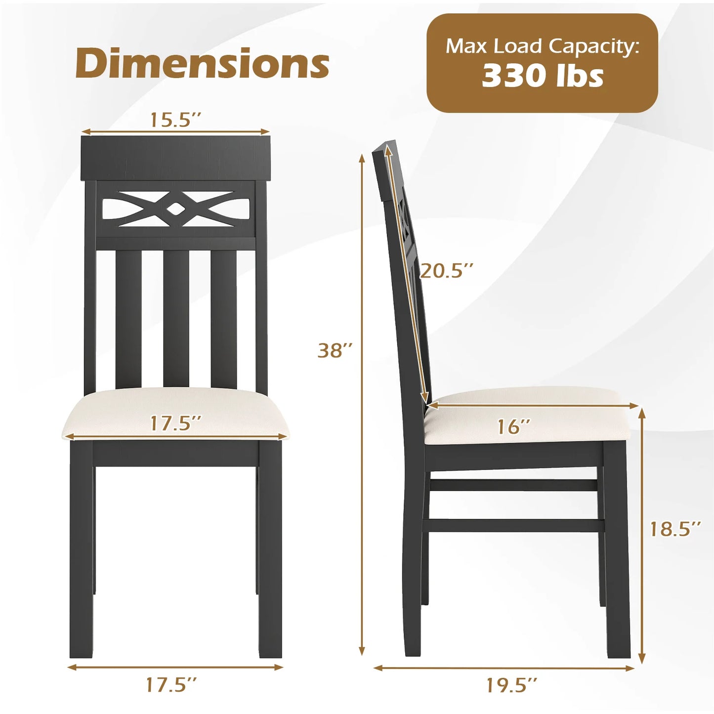 Homasis High Back Wooden Dining Chairs Set For Kitchen