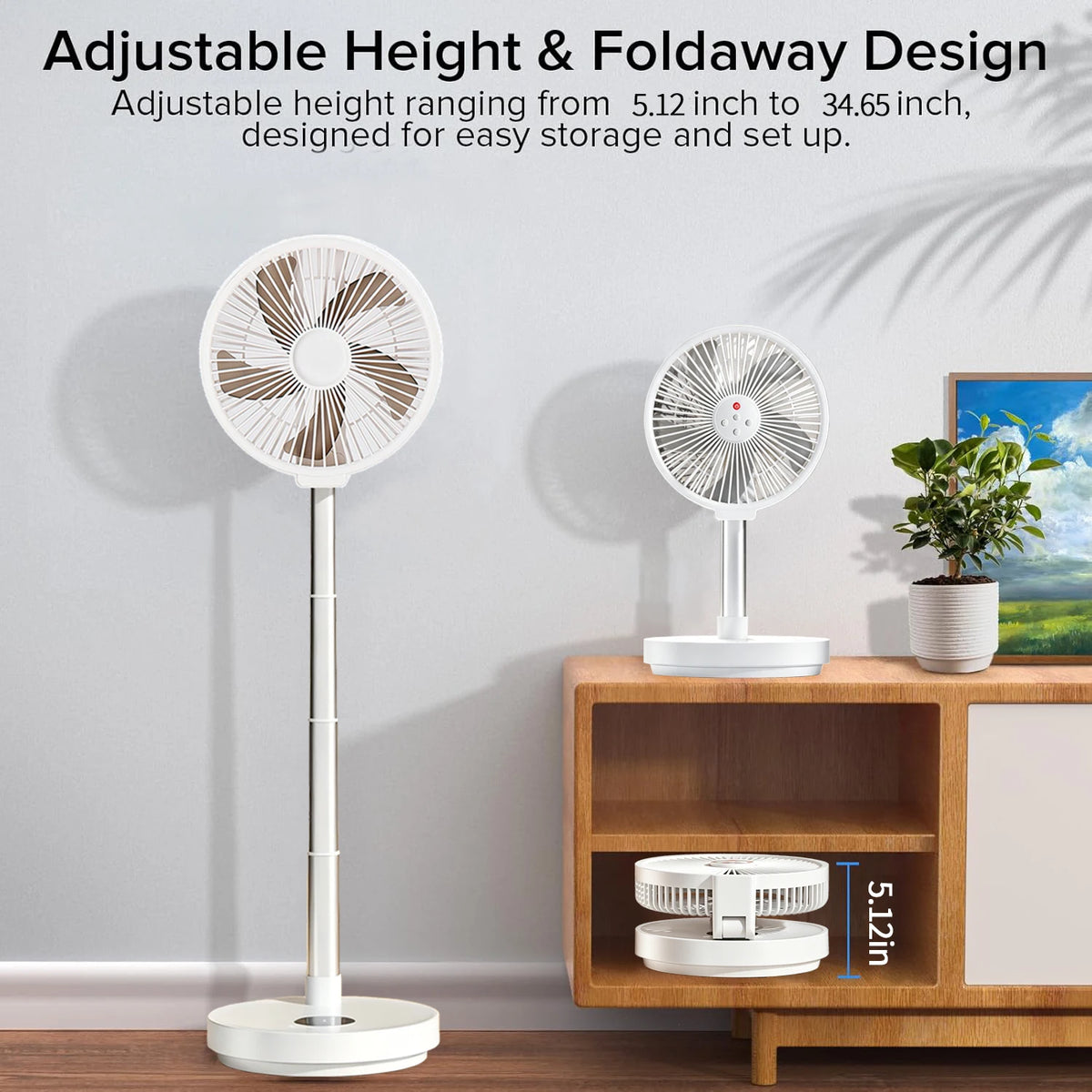 Tengkesi Remote Control Folding Fan With Silent LED Oscillation