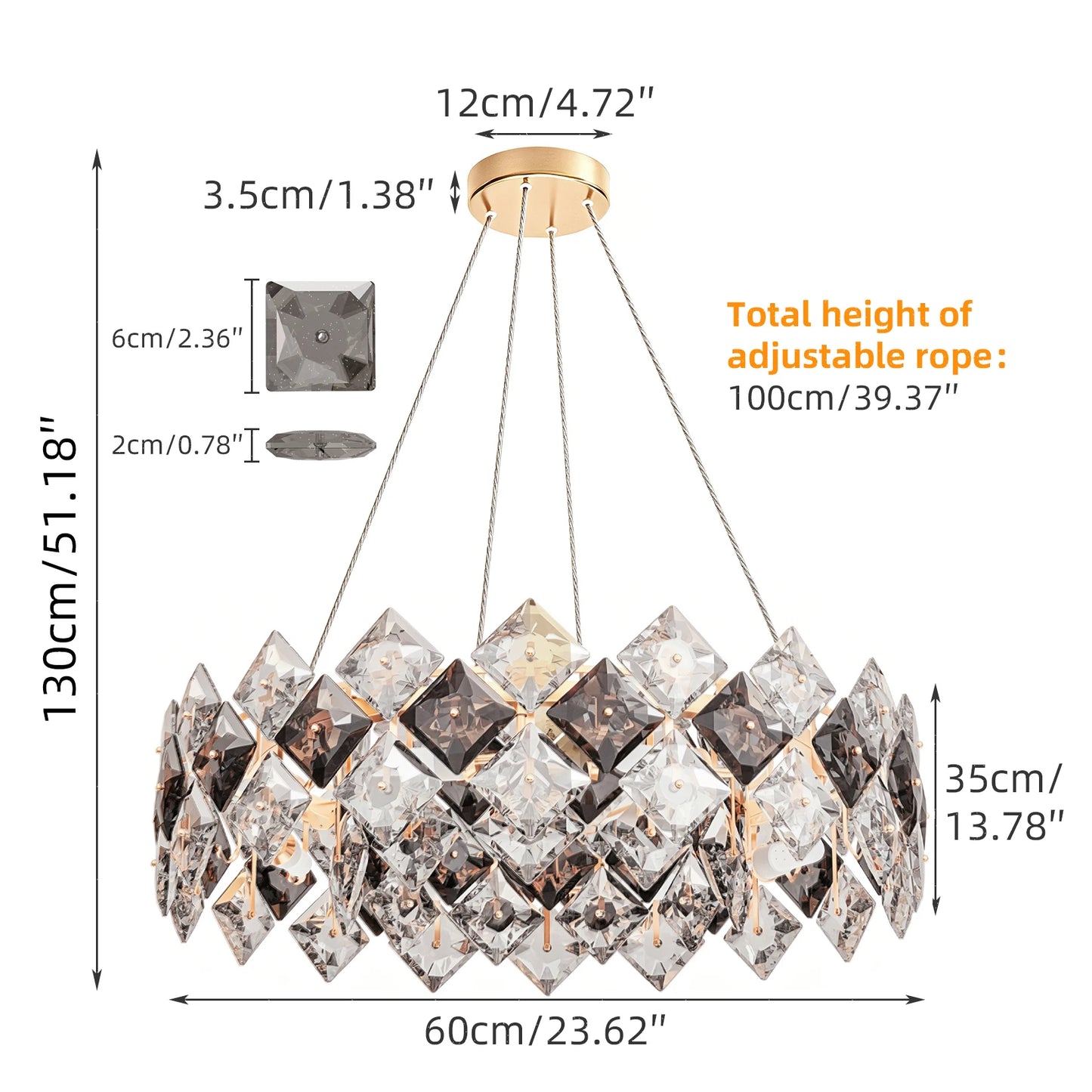 Luxury Crystal Chandelier Pendant Ceiling Light With Bulbs Included