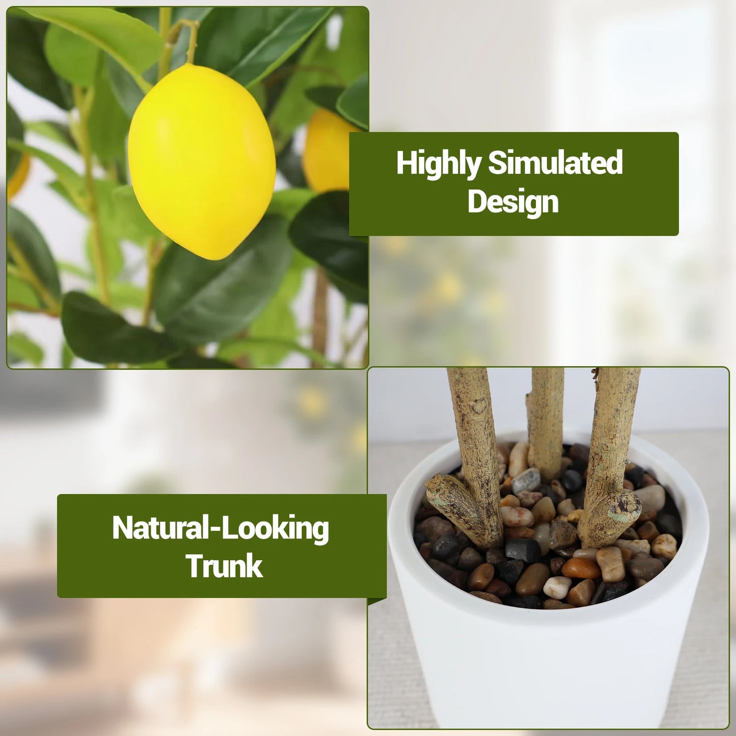 Realistic Artificial Lemon Tree For Modern Indoor Home Office Decor