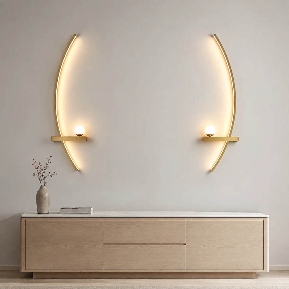 Suckoo Modern Curved LED Wall Sconce With Aluminum Globe