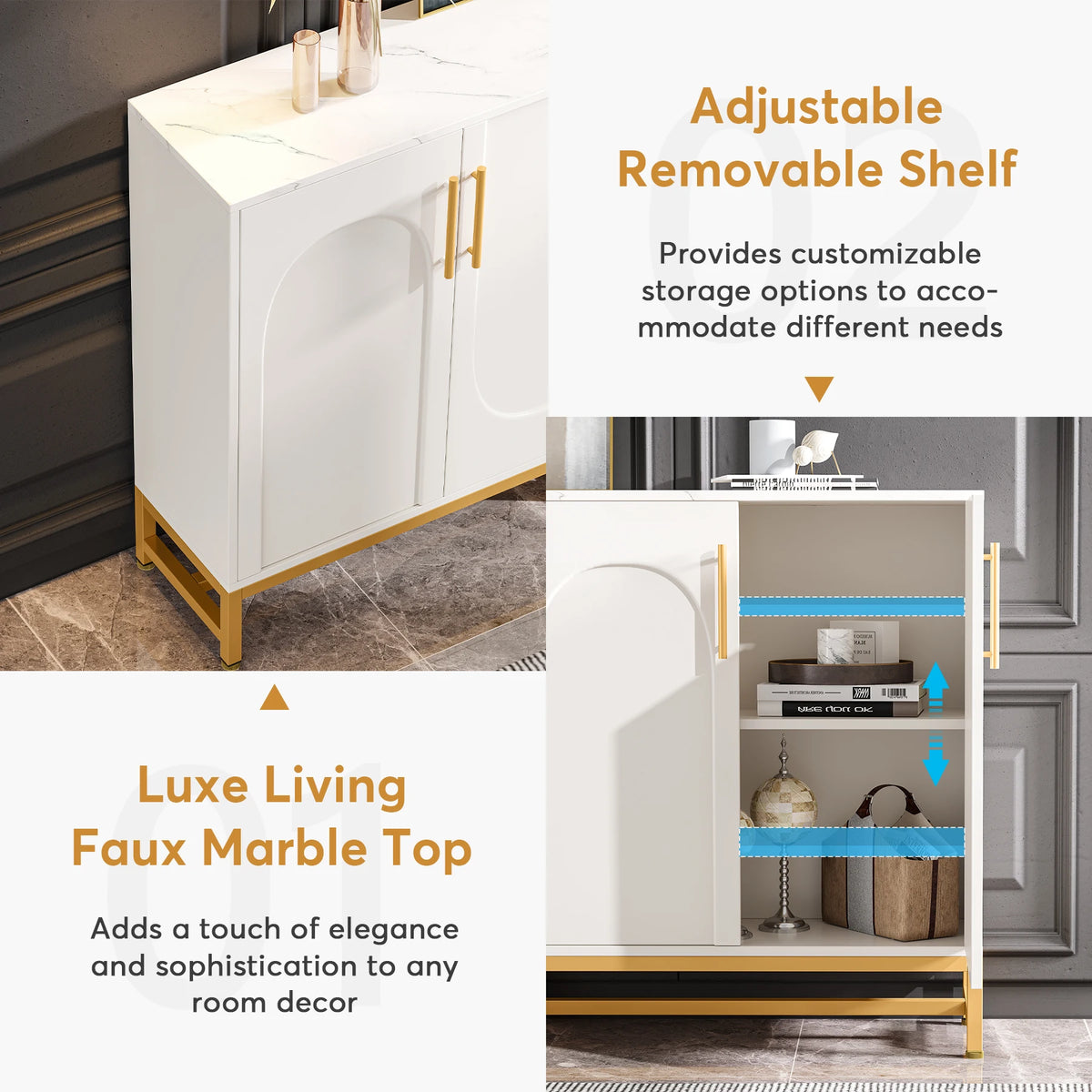 Tribesigns Modern Buffet Cabinet With Four Doors And Adjustable Shelving