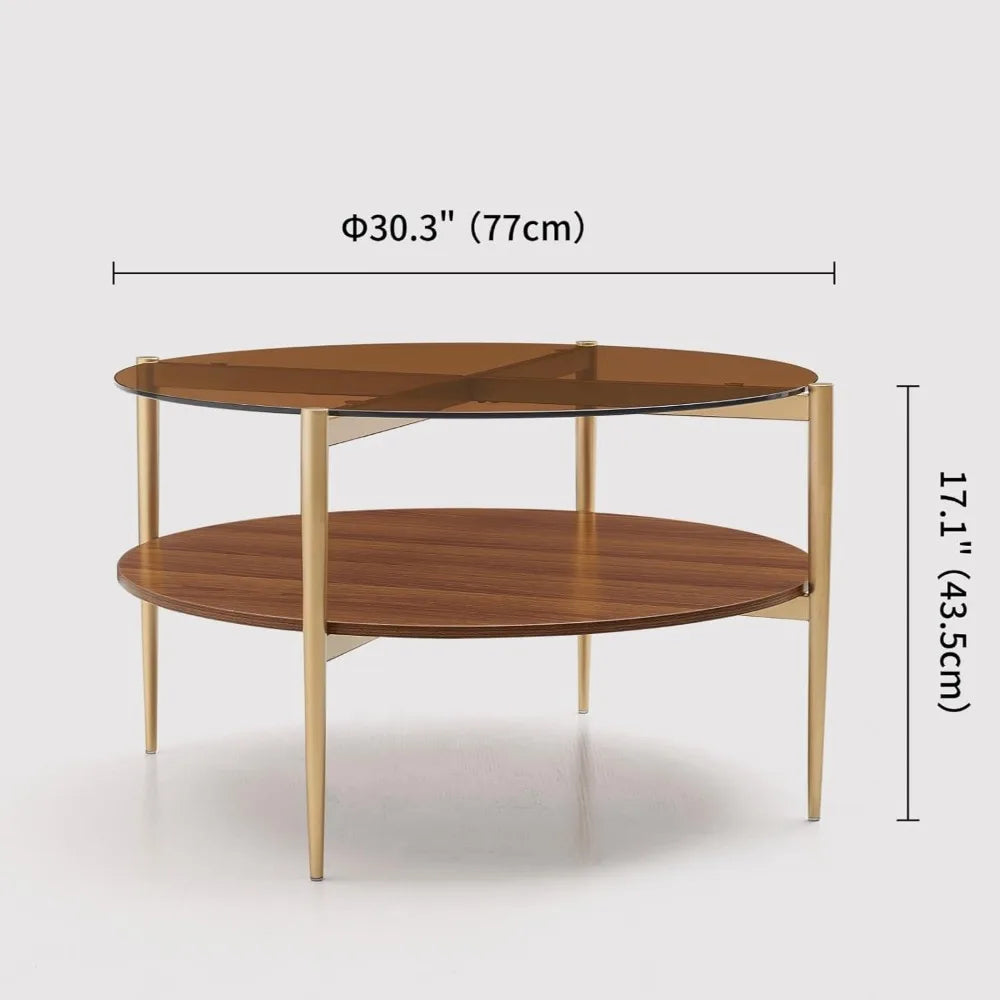 RBXC Mid Century Modern Round Coffee Table Two Level Design