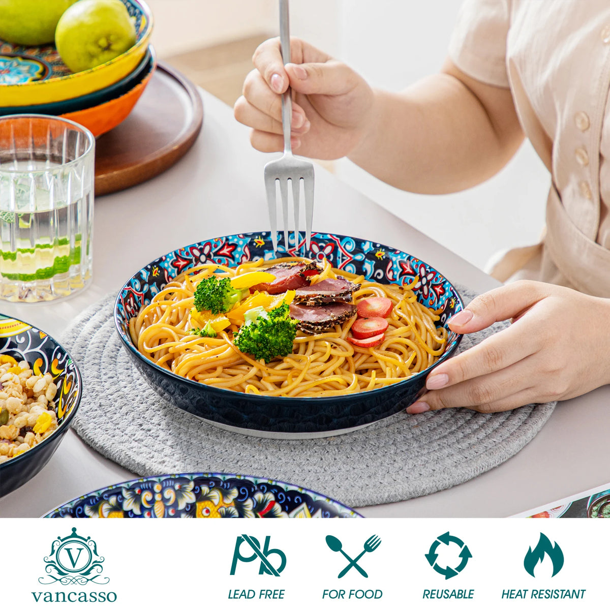 Malacasa Bohemian Stoneware Ceramic Dinnerware Collection