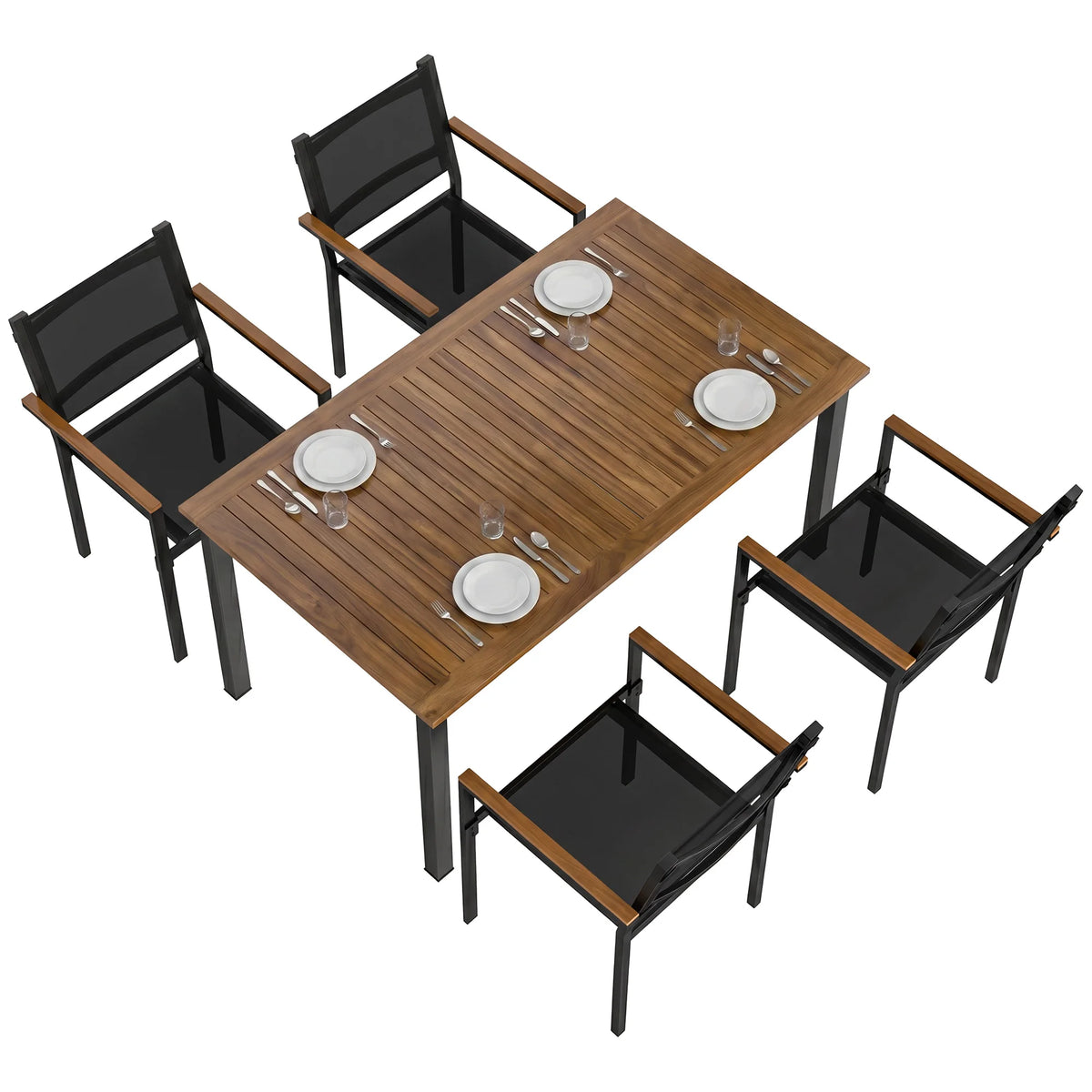 Outsunny Outdoor Dining Set With Acacia Wood Table And Chairs