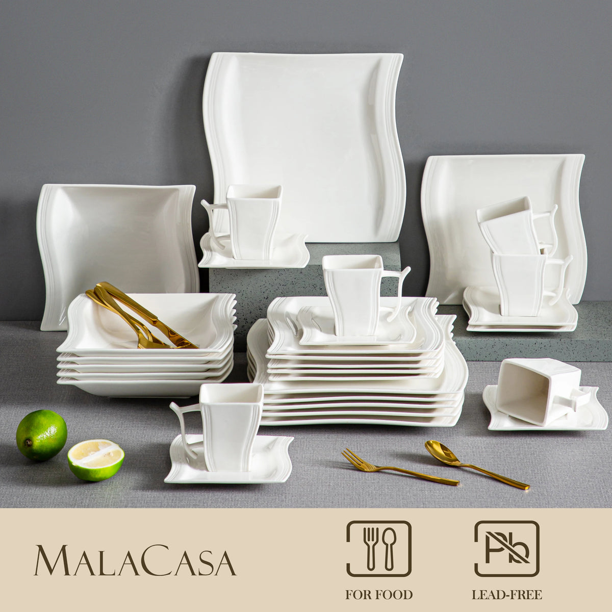 Malacasa Flora Elegant Ceramic Dinner Tableware Set For Home