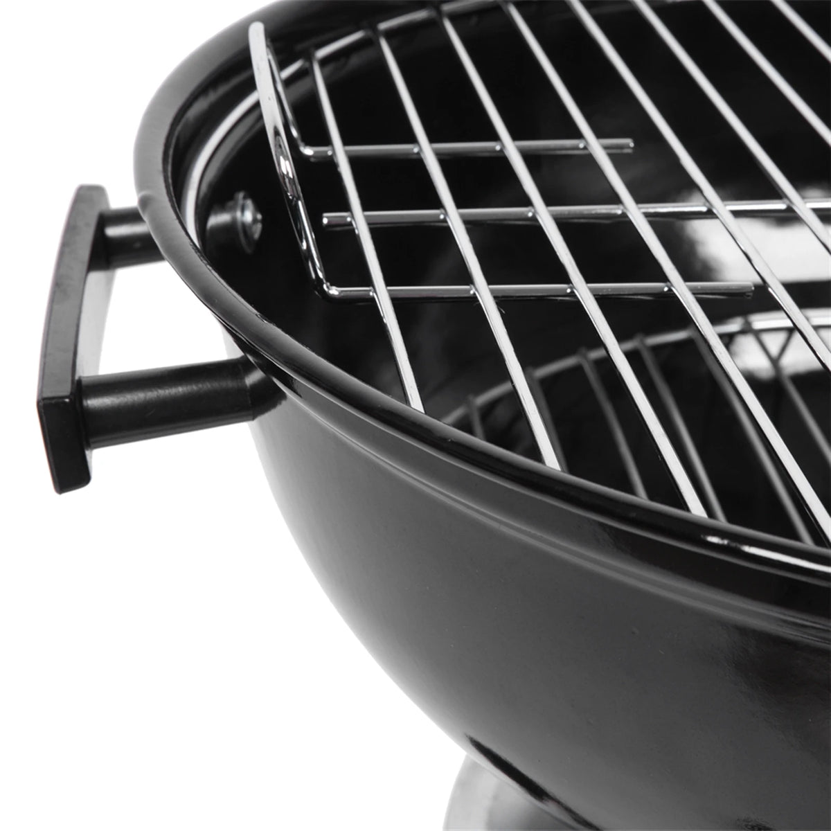 Compact Portable Charcoal Grill With Thermometer And Wooden Handle