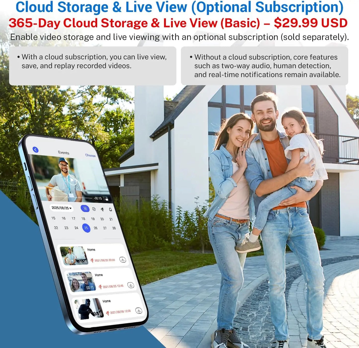 Smart Video Doorbell With AI Human Detection And Night Vision