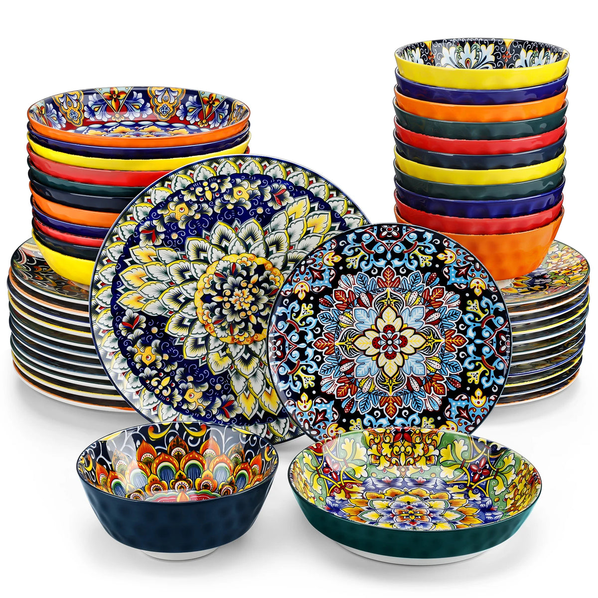Malacasa Bohemian Stoneware Ceramic Dinnerware Collection