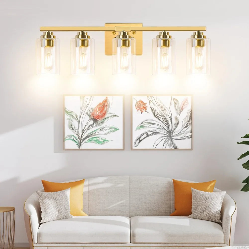 Five Light Bathroom Vanity Light Fixture Wall Mount Over Mirror
