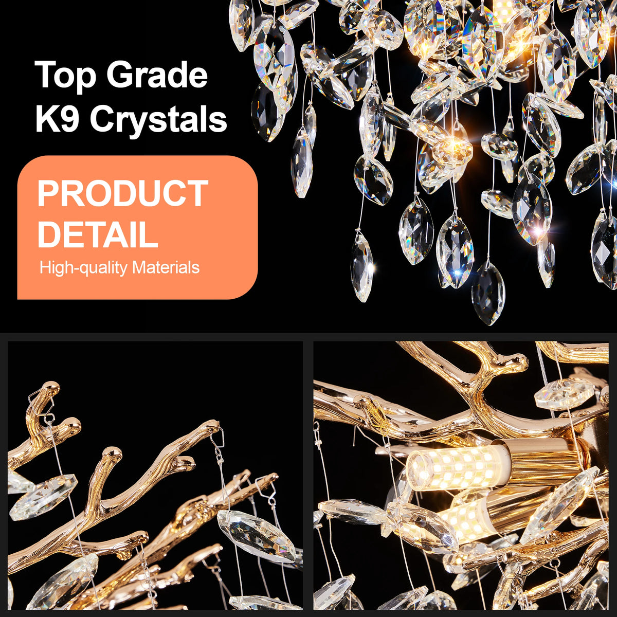 ARLGSITE Crystal Tree Chandelier Modern Luxury Seven Light Fixture
