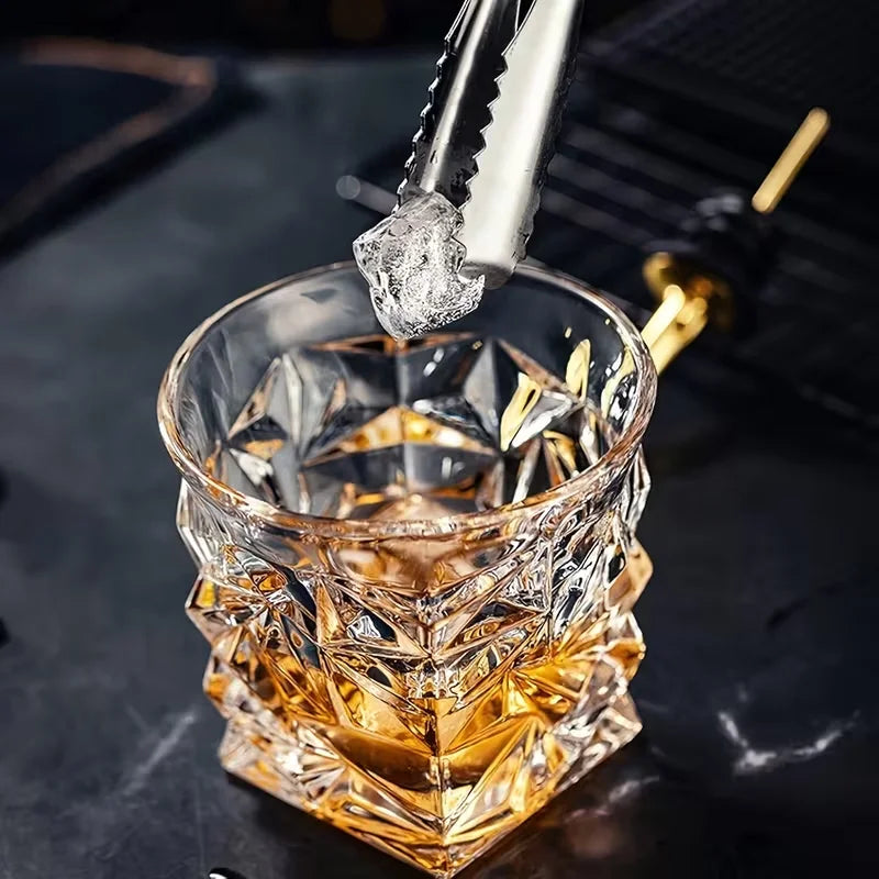 Elegant Diamond Pattern Whiskey Glasses For Bourbon Scotch And Cocktails