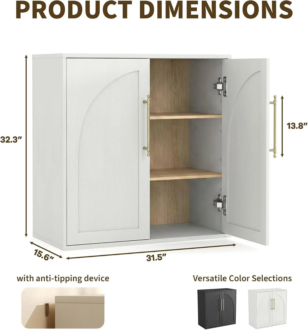 Garvee Arched Storage Cabinet With Adjustable Shelves