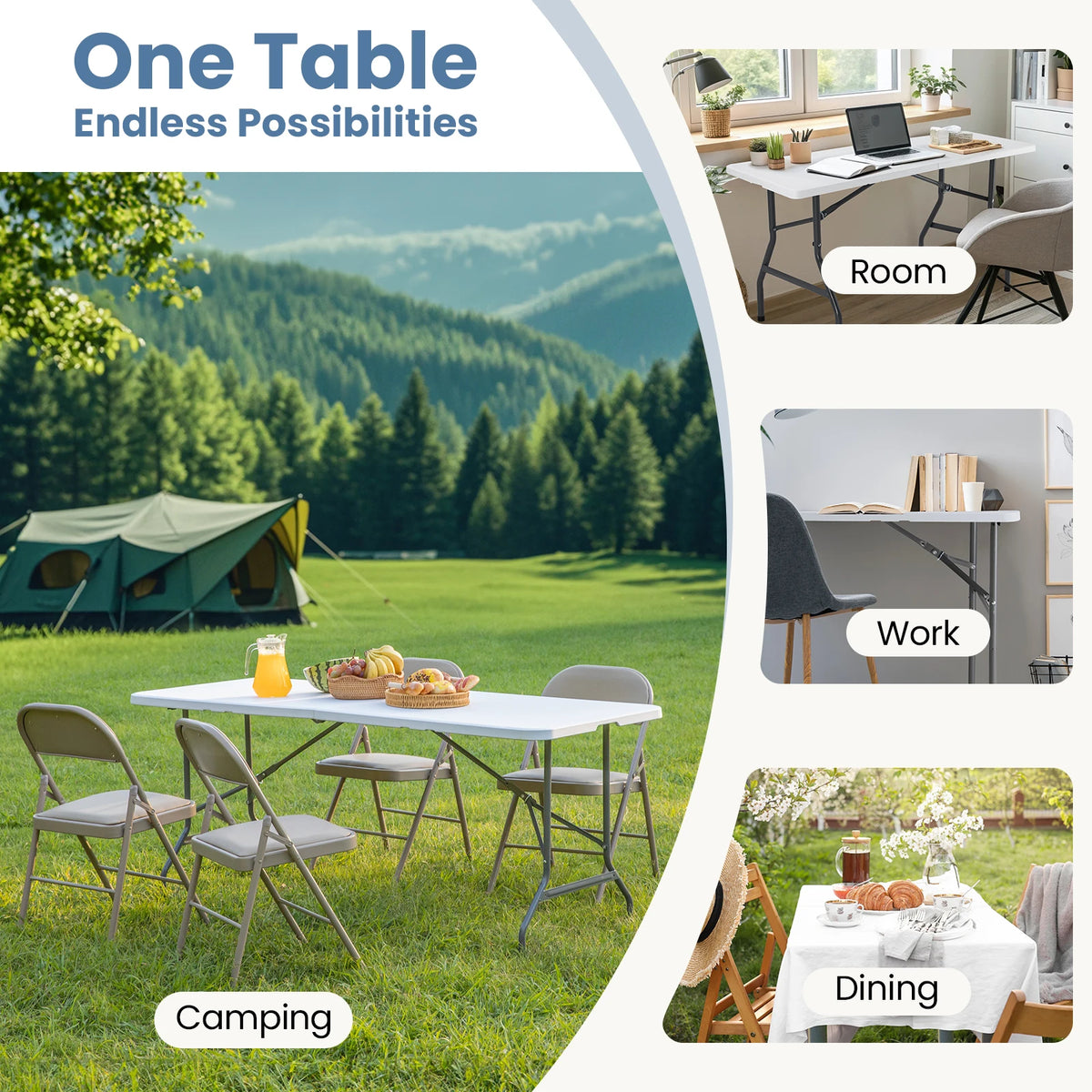 JMK Heavy Duty Stainless Steel Folding Outdoor Table