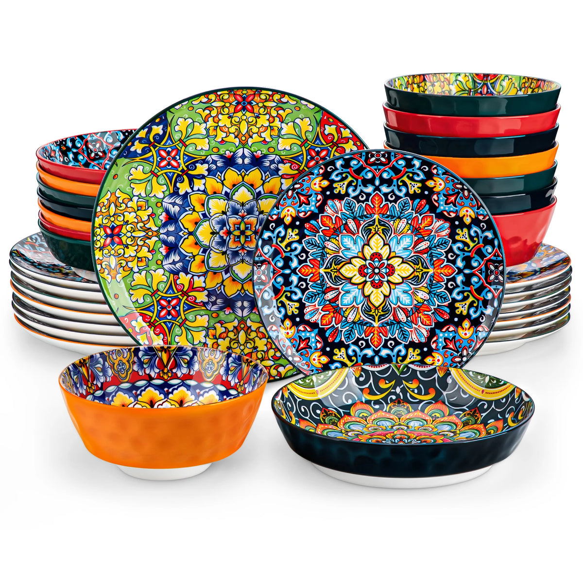 Malacasa Bohemian Stoneware Ceramic Dinnerware Collection