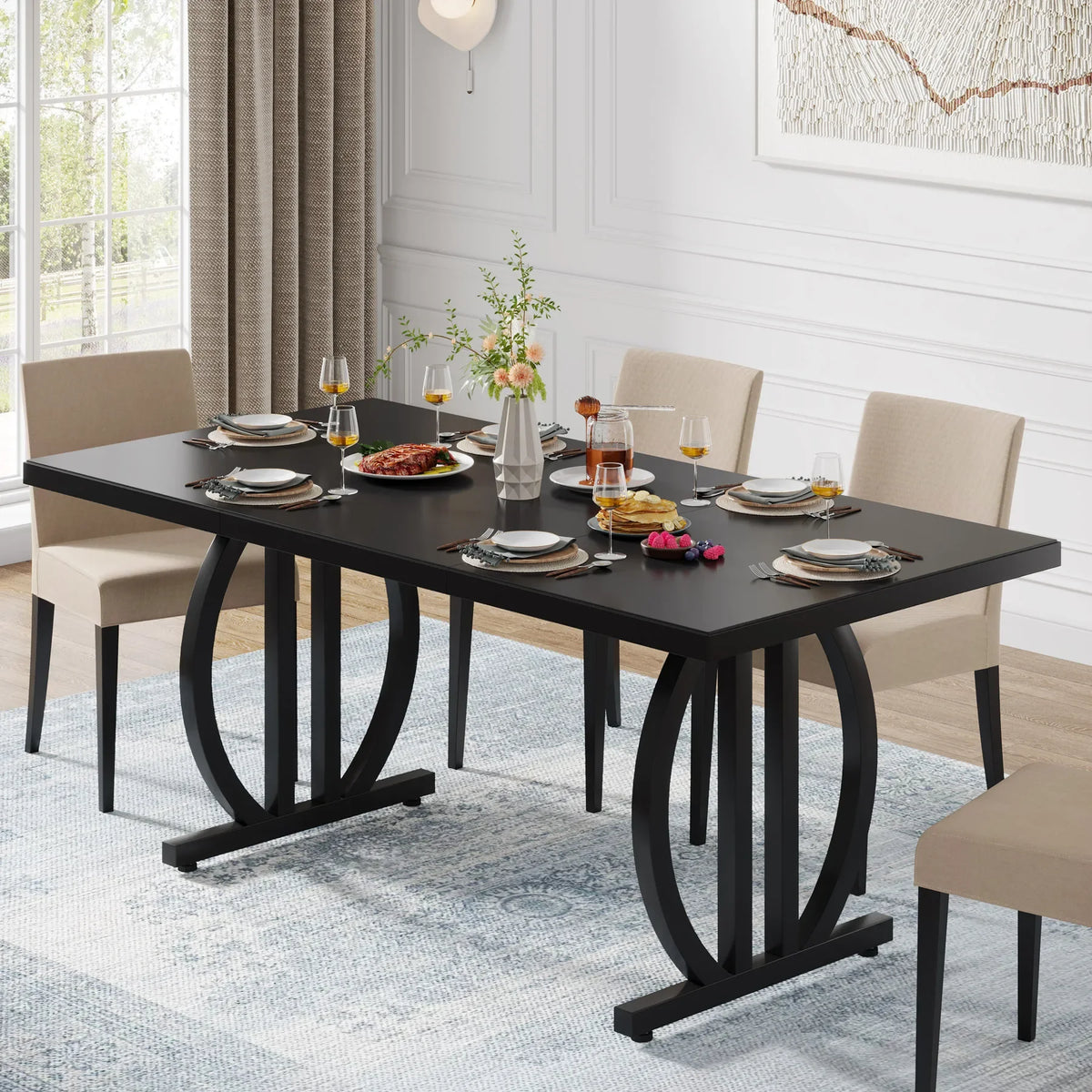 Tribesigns Modern Industrial Dining Table With Sturdy Metal Frame
