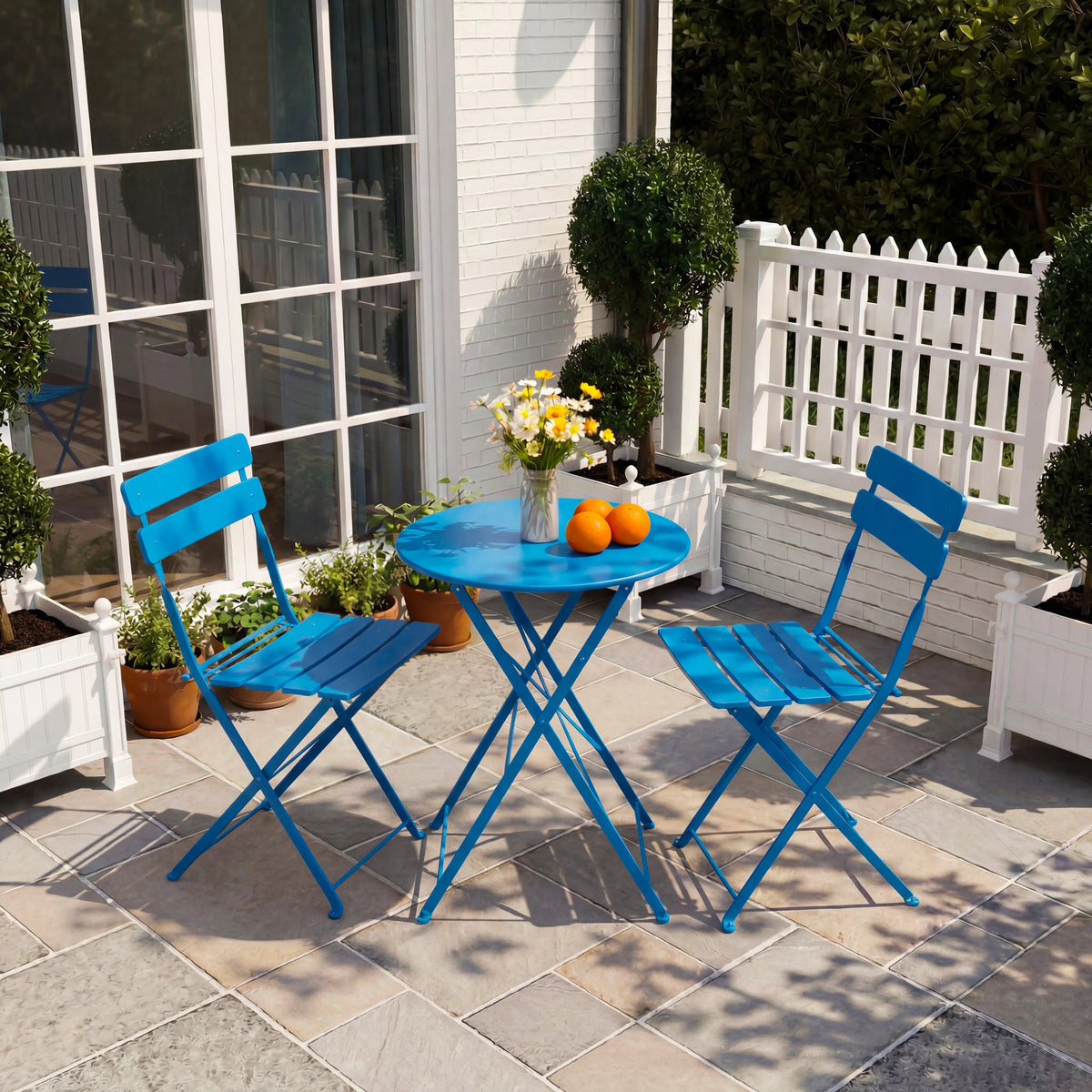 TUAREX Folding Steel Bistro Set For Outdoor Patio Furniture