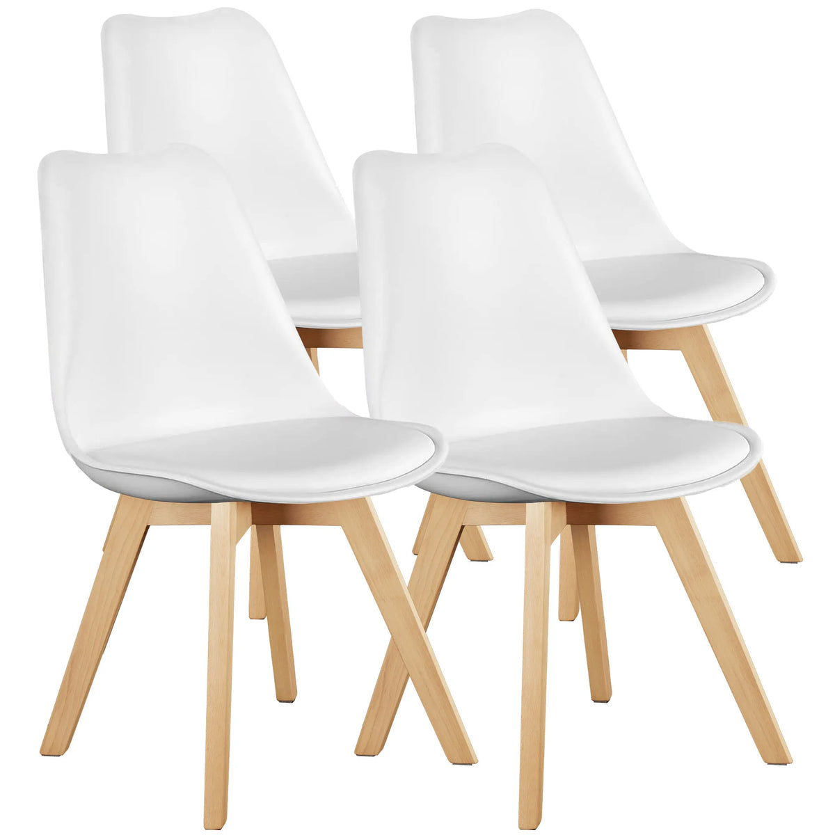 JHK PU Leather Dining Chairs With Comfortable Wooden Legs