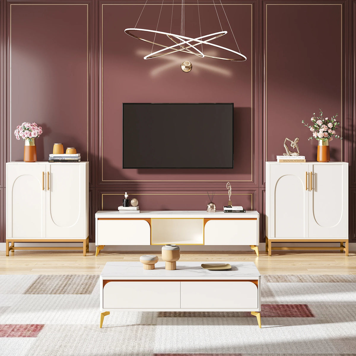 Tribesigns Modern Buffet Cabinet With Four Doors And Adjustable Shelving