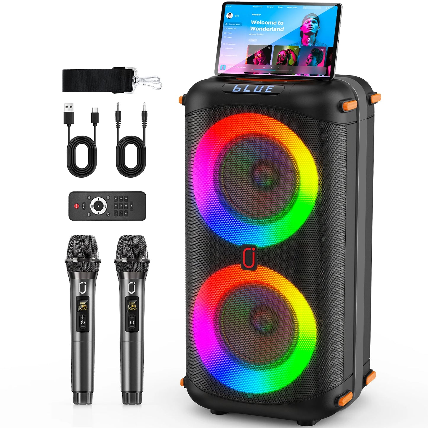 FanFun Portable Bluetooth Karaoke Speaker With Dual Microphones