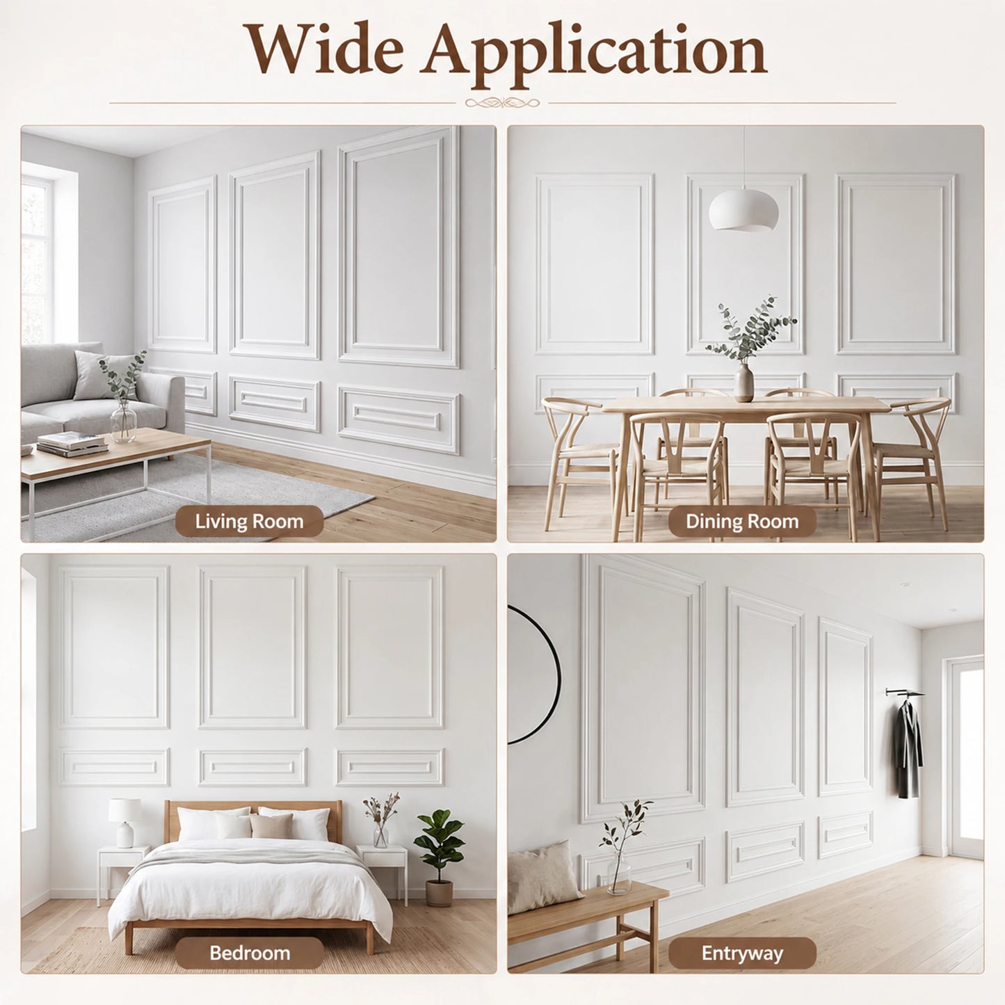 Peel And Stick Pre Cut Wainscoting Wall Molding Kit
